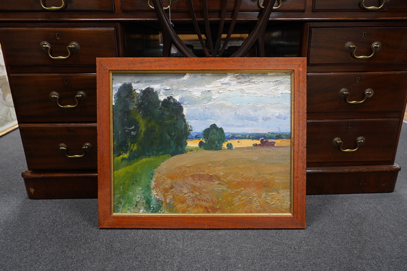 20th century Russian School, oil on board, Landscape, unsigned, 44 x 56cm. Condition - good